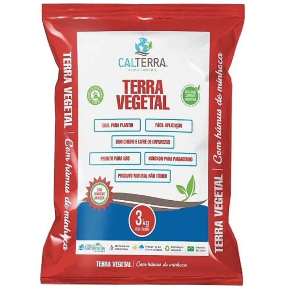 Terra Vegetal adubada 3kg com Húmus de Minhoca Calterra