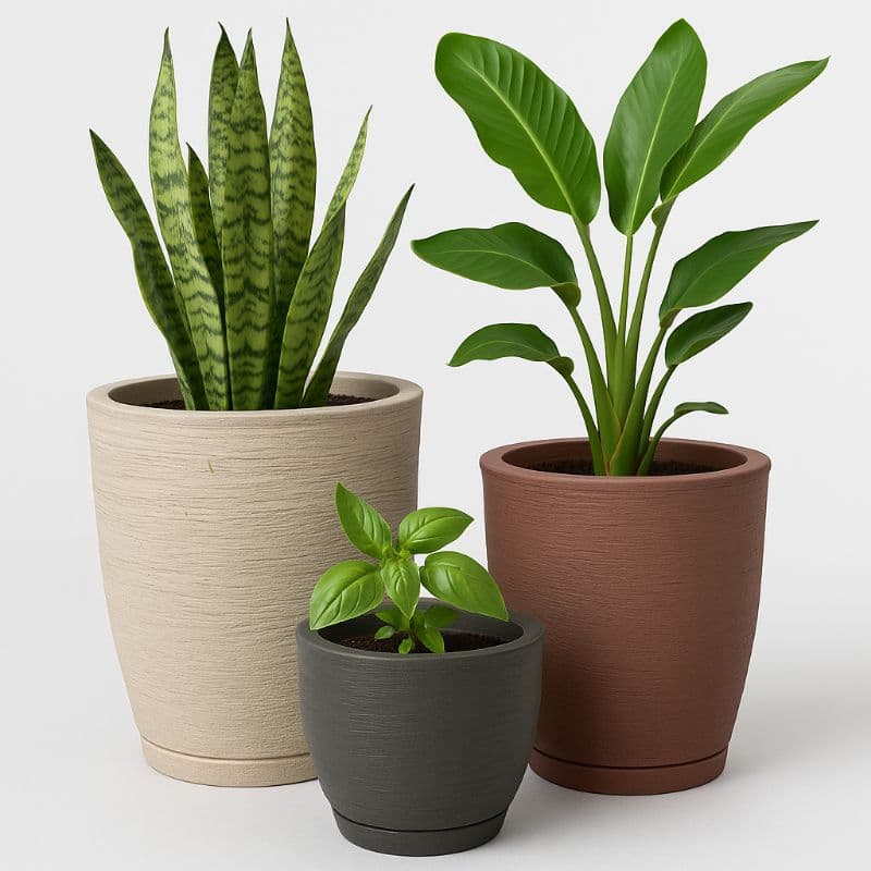 Kit 3 Vasos Coluna Bojo Escovado 1,2 e Bojo Escovado 1 para plantas decorativas  para áreas interna quanto externa