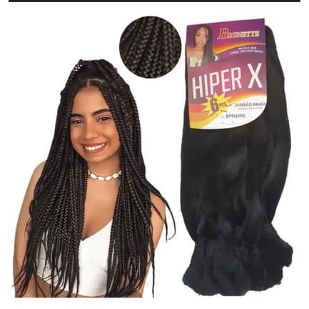 Kit 5 Jumbo Premium Hiper X Twist Tranças Box Braid 400gr Cor Preto 1