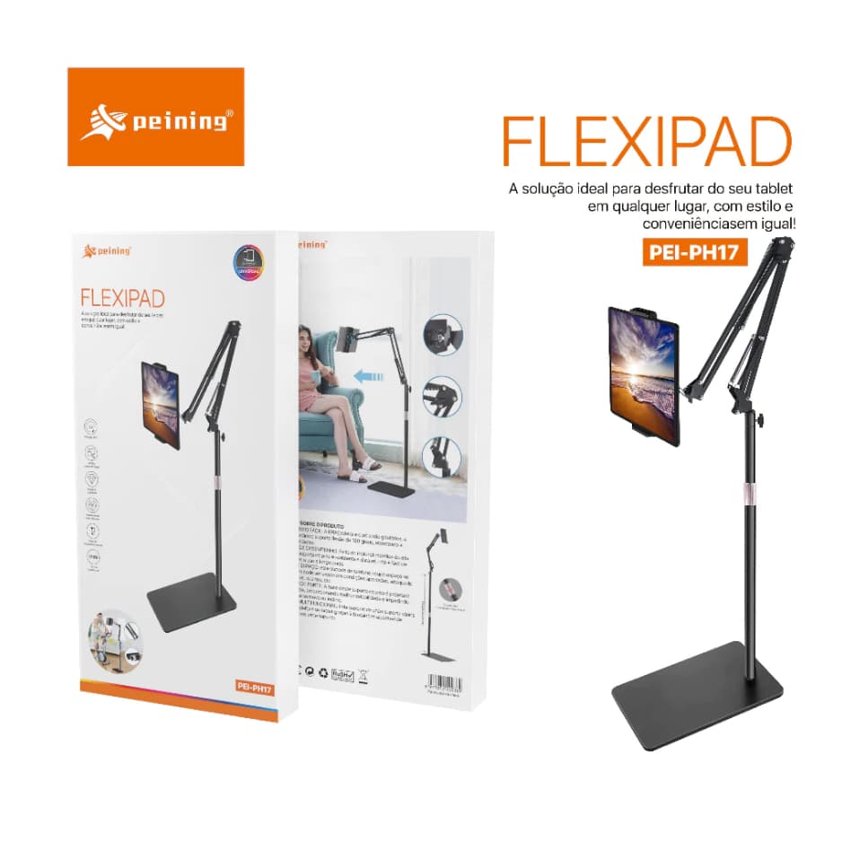 Pedestal Celular Tablet Universal Articulado 360° ajuste de 180° do braço de suporte ipad PEI-PH17