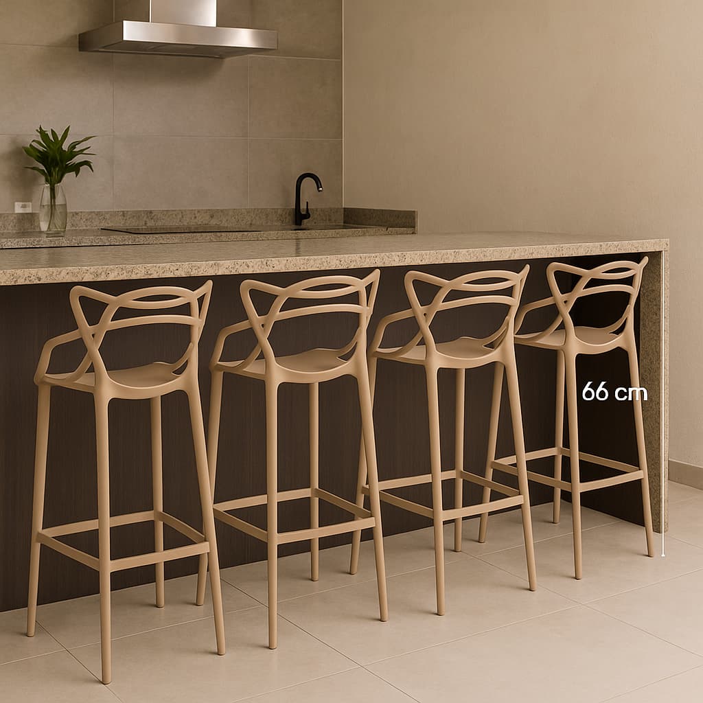 Kit 4 Banquetas Allegra 66cm Altura Média Bar Moderno