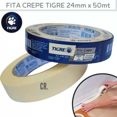 FITA CREPE 24MM X 40M AZUL BARREIRA - TIGRE