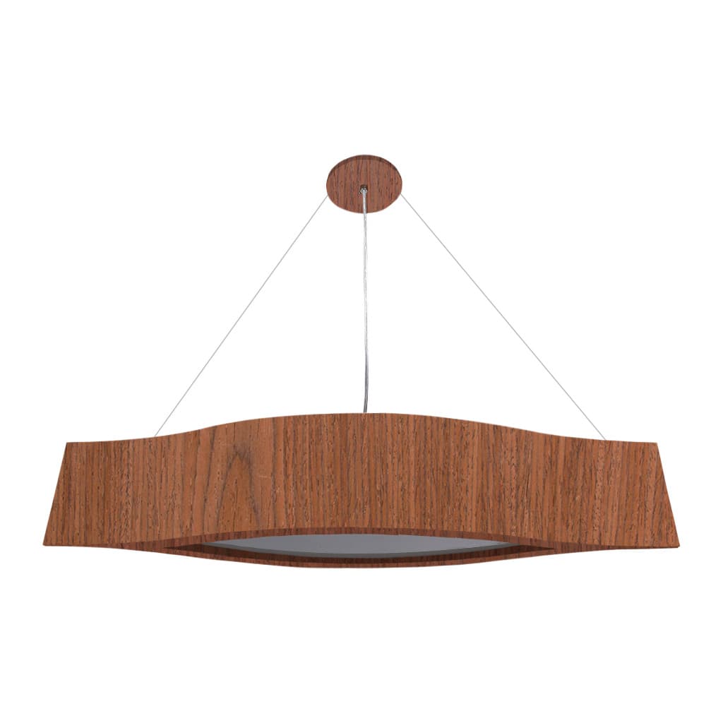Luminária Pendente de Madeira cor Imbuia Modelo Canoa 80cm