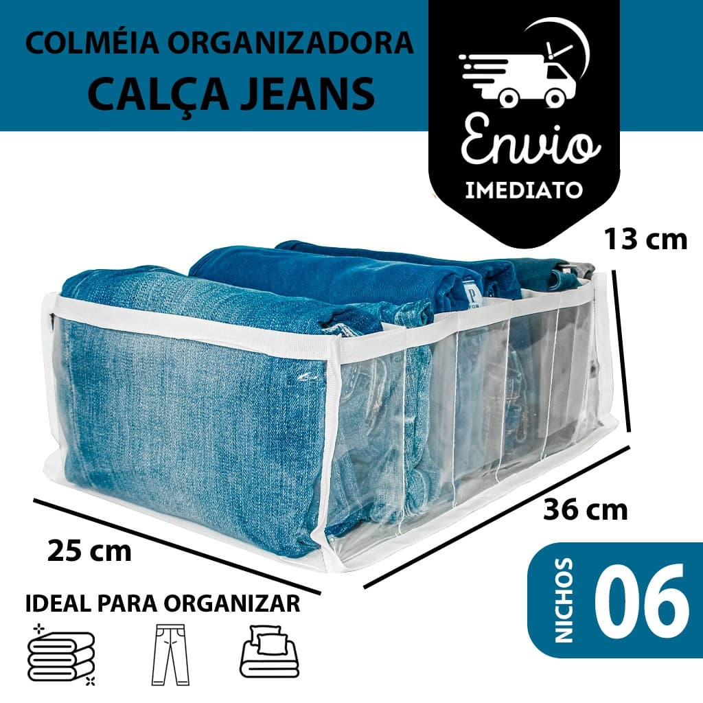Kit 3 Organizador De Gavetas De Jeans Dobráveis/Roupas De Compartimento De Malha Economia De Espaço Em Casa