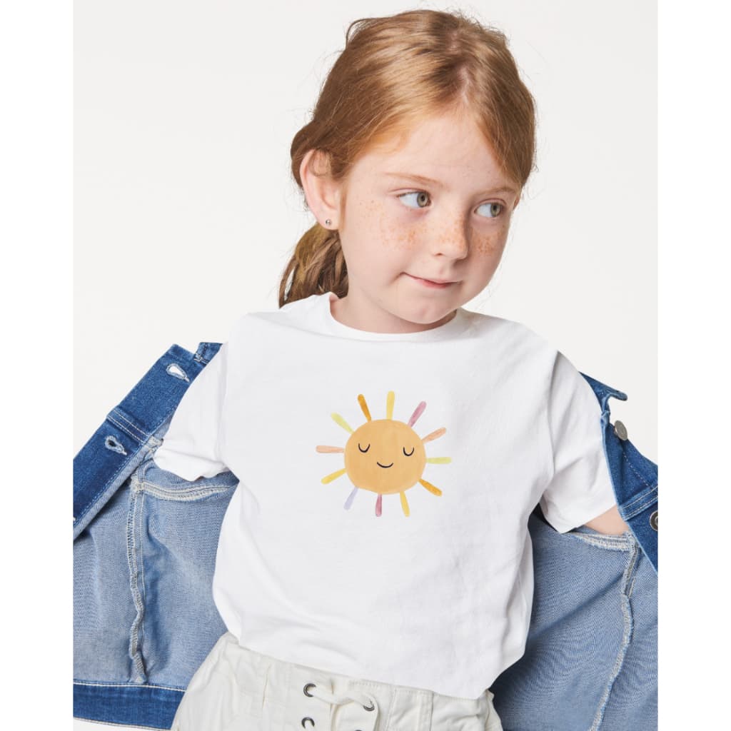 Camiseta T-shirt Infantil Menina Estampa Sol Blusa Fofa Algodão Premium Confortável