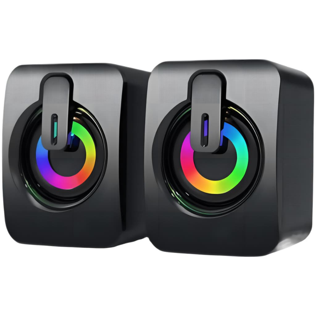 Caixa Caixinha De Som Led Pc Notebook P2 Usb Potente 6w Cores Som Limpo Lehmox 6w Led LEY-1917