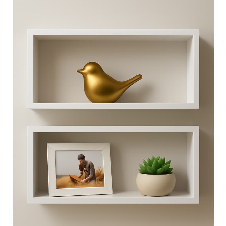 Kit 02 Nichos 50x25 MDF Branco Sala Quarto Cozinha Banheiro Casa Escritório Livro Flutuante Infantil