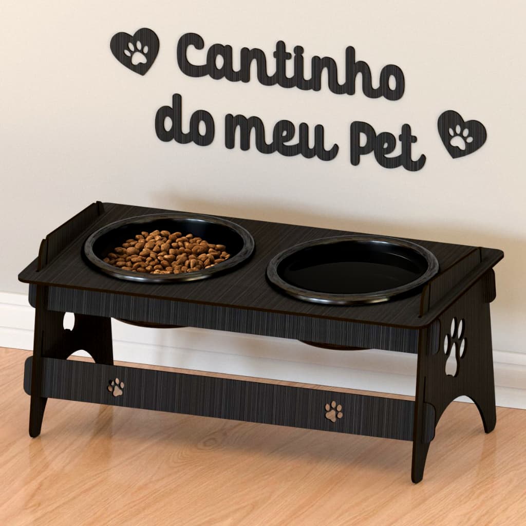 Comedouro Cachorro Elevado Com Potes Marrom