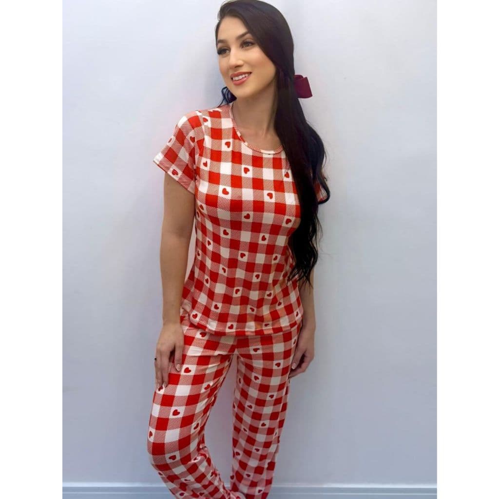Pijama Suede com Camisa Manga Curta  e Calça Estampadas verão macio leve , estampas sortidas