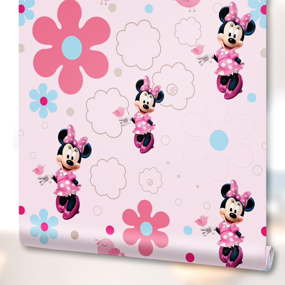 Papel de Parede Adesivo Infantil Desenho Animado Rosa Quarto de Menina