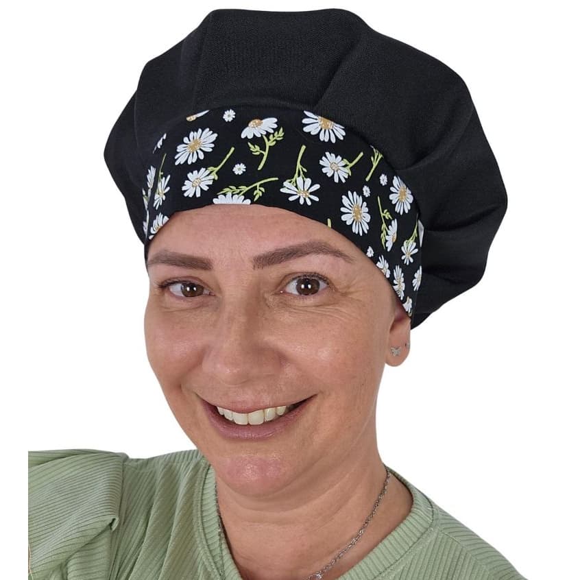 Touca de Cozinha unissex Personalizada gorro para Gastronomia Margaridas