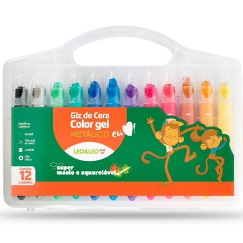 GIZ DE CERA GEL COLOR GEL 12 CORES LEO E LEO