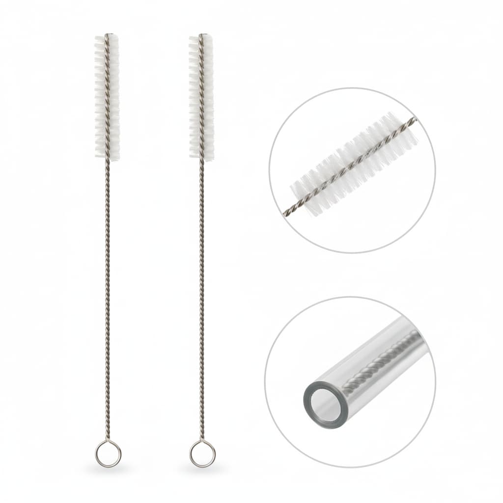 Kit 2 Escovas de Limpeza para Canudos de Aço Inox e Vidro Escova de Higienização de Canudos 22cm