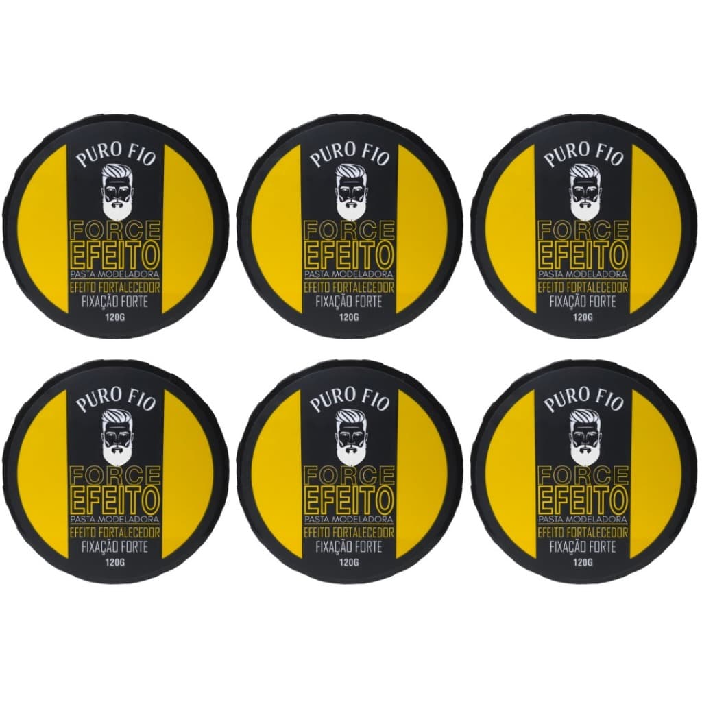 Kit 6x Cera Modeladora Masculina Puro Fio 120g Fixação Forte Pasta Modeladora Profissional Cabelo Barba Bigode Envio 24h