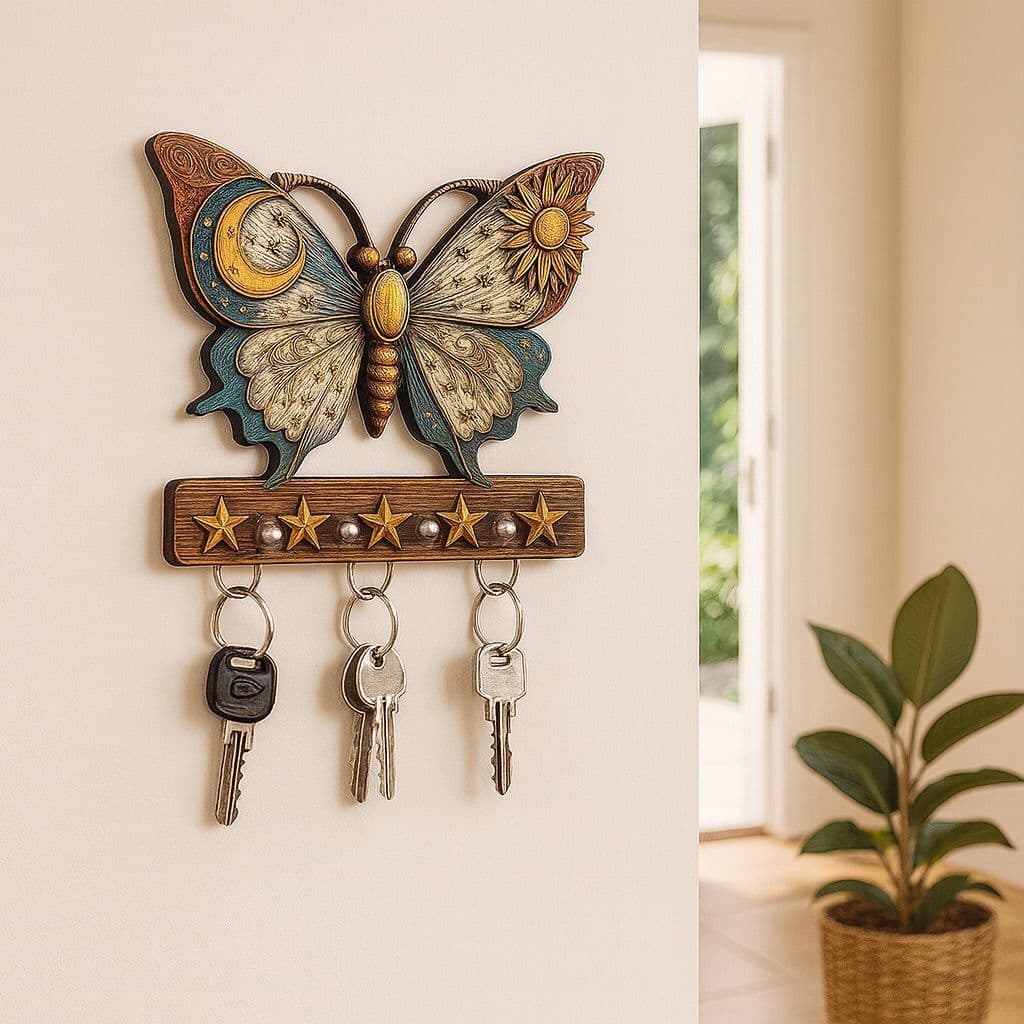 Porta-Chave Decorativo de Parede - Borboleta 22x18,8cm (Não é relevo)
