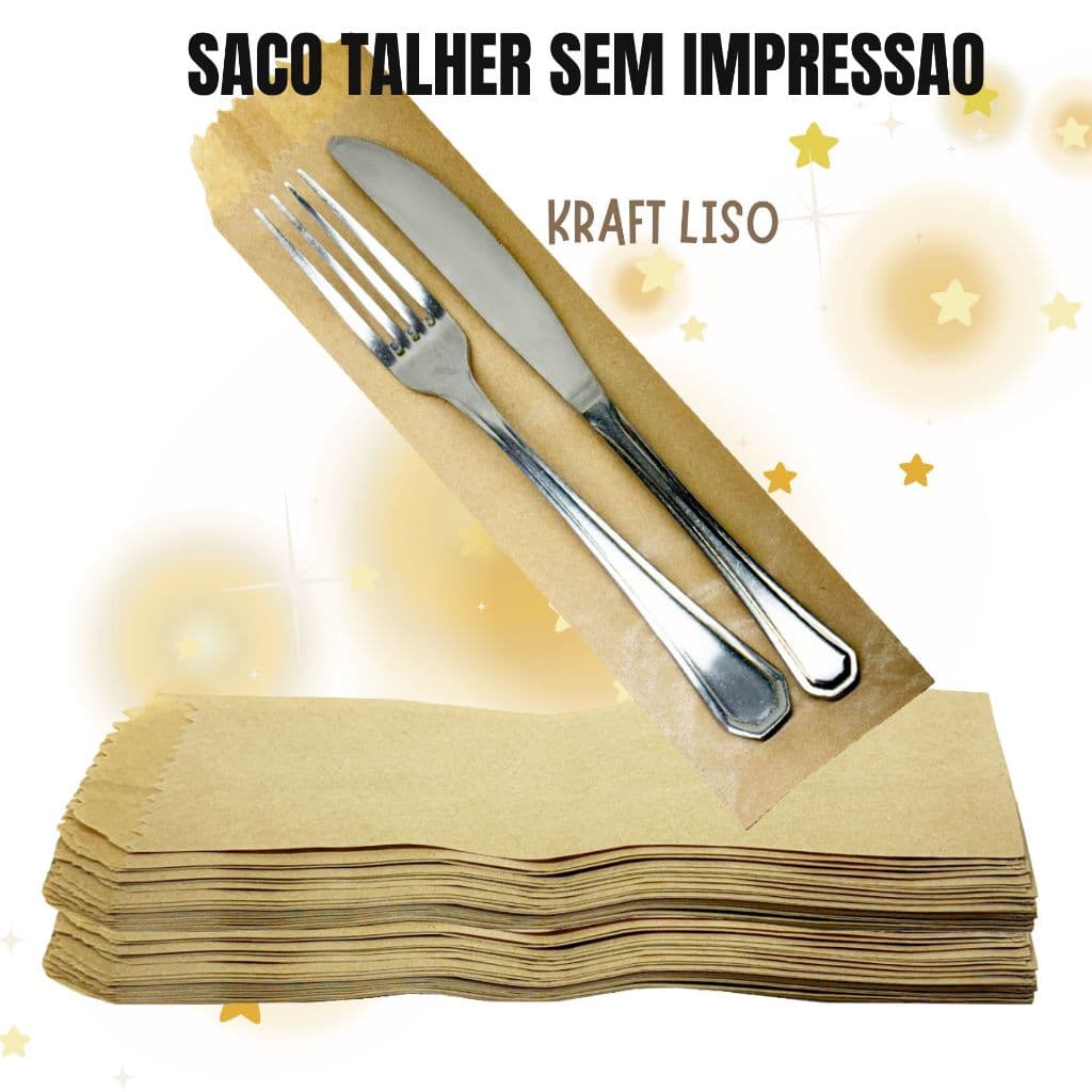 SACO PARA TALHERES DE PAPEL KRAFT 27X7CM PACOTE COM 1500 SACOS ALTA RESISTÊNCIA E HIGIENE