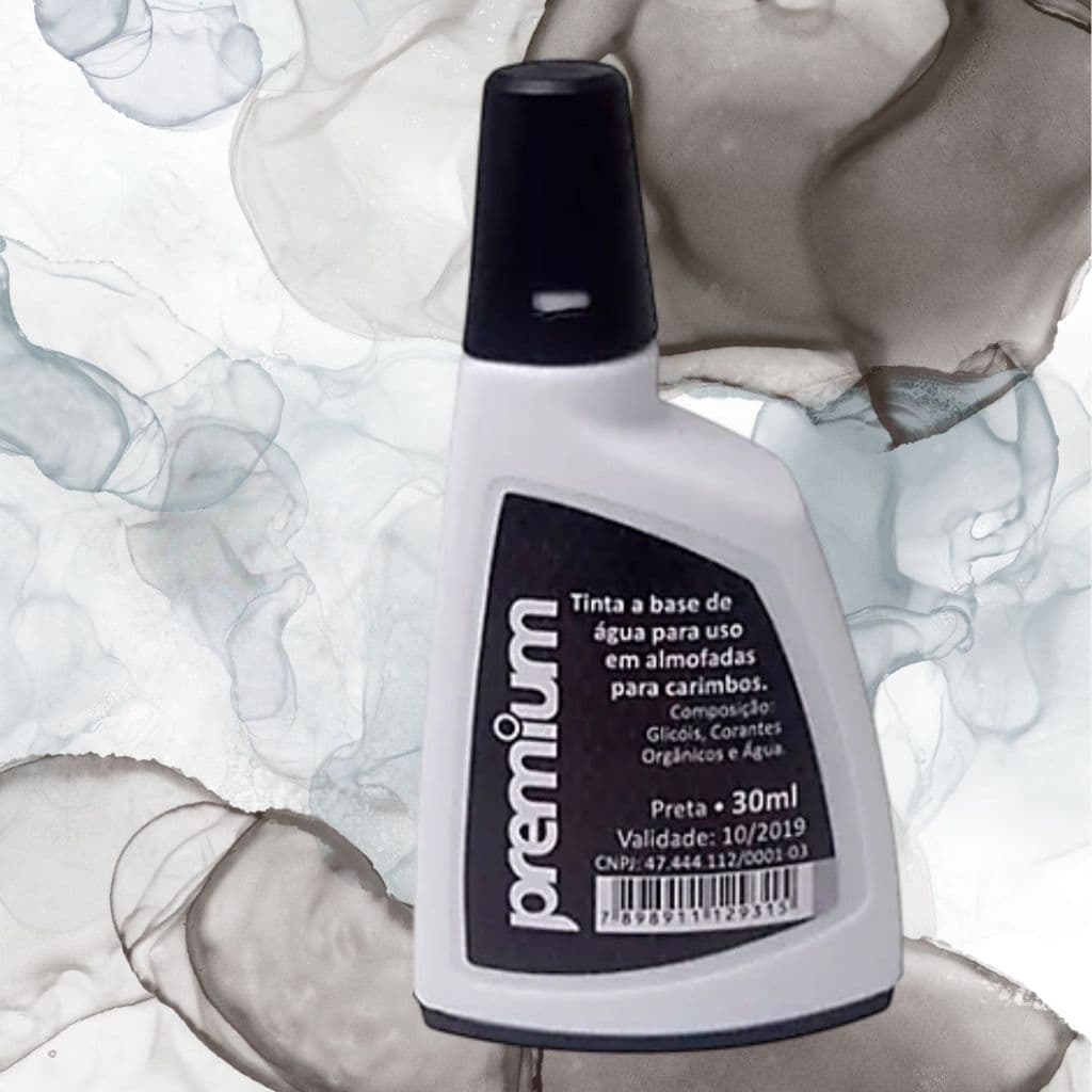 FRASCO 30ML TINTA PRETA INTENSA PARA CARIMBO E ALMOFADA PROFISSIONAL NÃO INCLUI CARIMBO 1UNID