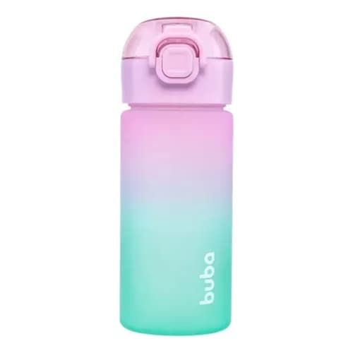 Garrafa Infantil Menina Buba Degradê Rosa 450ml – Com Canudo Retrátil e Trava