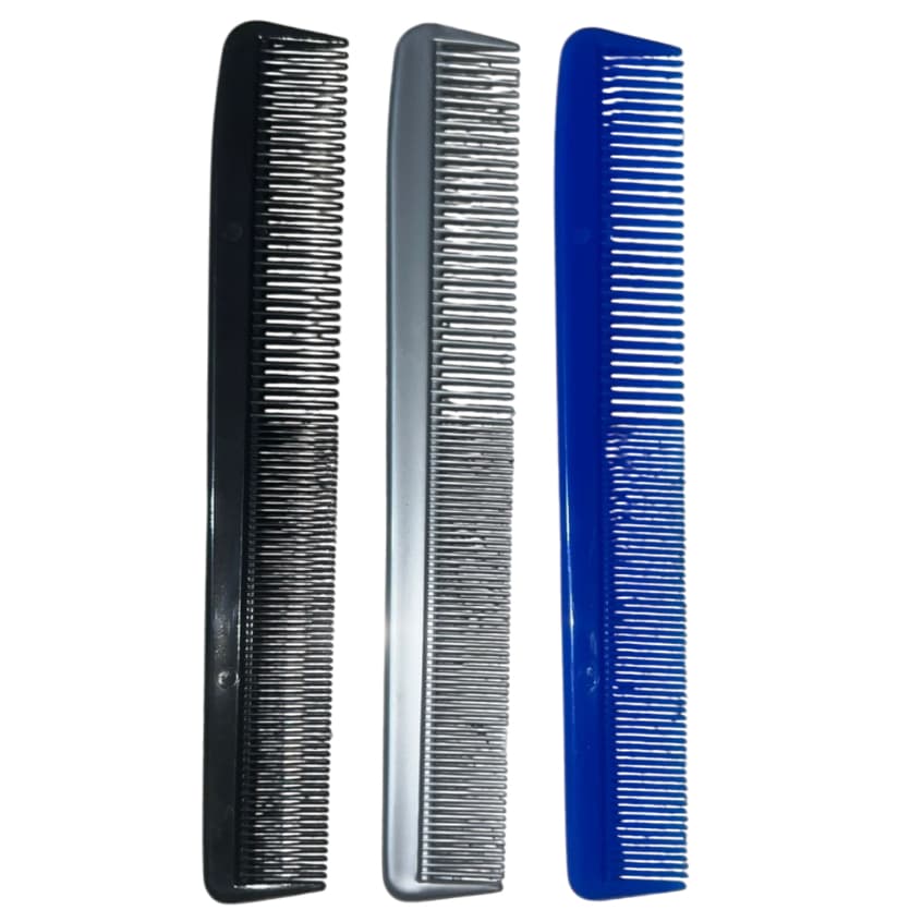 Kit 3 Pentes de Corte Profissional p/ Barbearia, Plástico/alta qualidade - preto,azul,cinza
