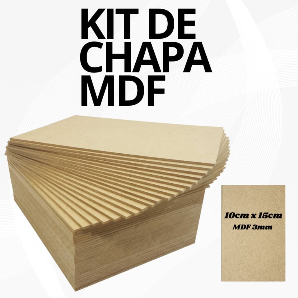 Kit 100 Uni Chapas MDF Cru 10x15cm 3mm Retangular Artesanato Decoração Quadro Chapa