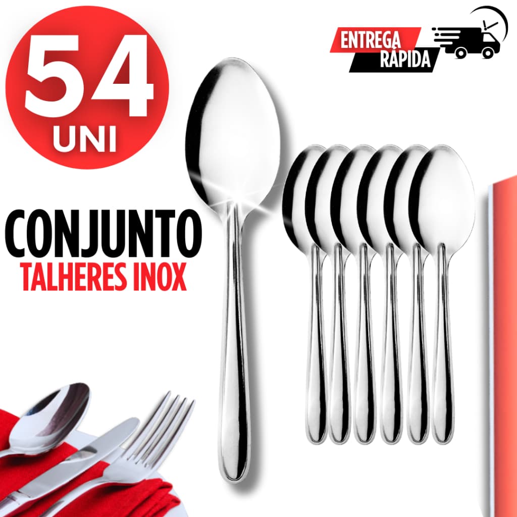 Kit 54 Colheres Inox Profissional – Perfeito para Eventos e Refeitórios