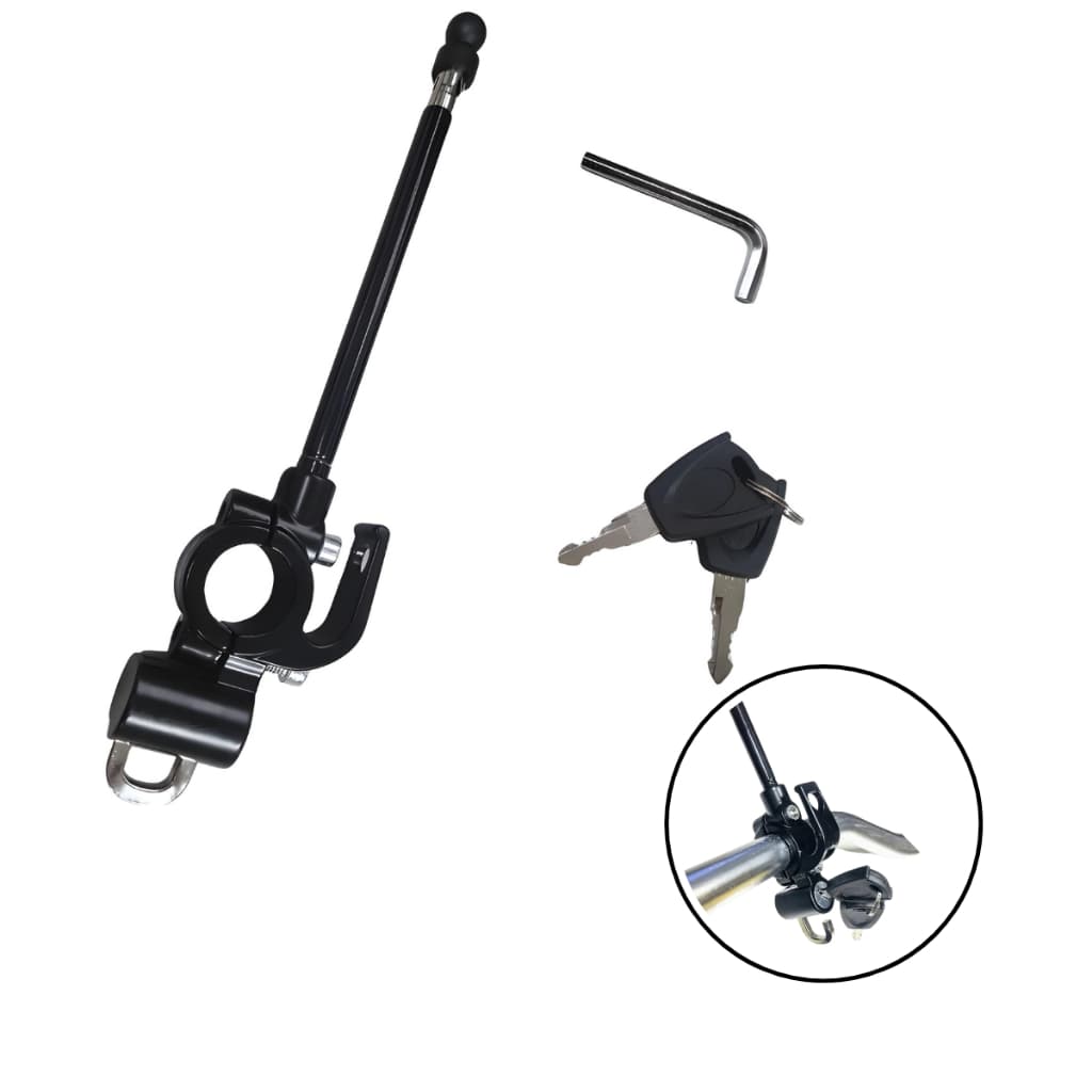 Antena Corta Pipa Guidão Prata Preta Esportiva Moto Trava Capacete Retrovisor Kit 2 mOTO BIKE