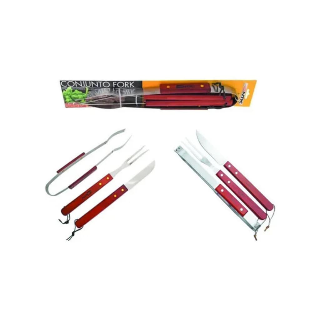 Conjunto para Churrasco Fork com Faca, Pegador e Garfo Nautika