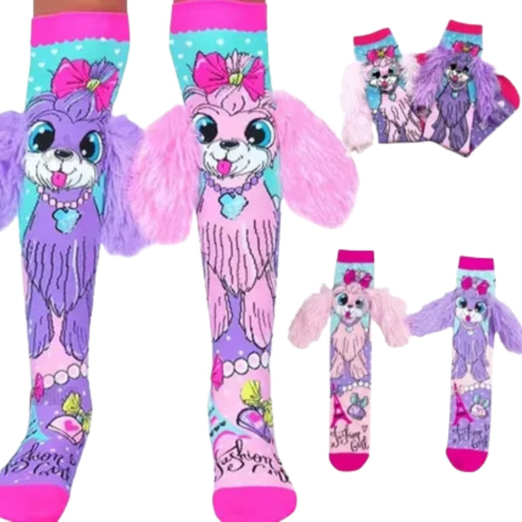Meia Cano Longo 3d Tridimensional Infantil para Menina de cachorro