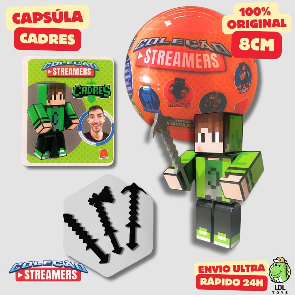 Boneco Colecionável Cadres 8cm + Card Exclusivo + Cartela de Adesivos + 3 Ferramentas Youtuber