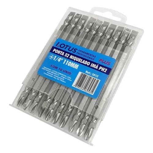 Kit 10 Bits Ponteira Philips Longa Ph2 Com Ímã 11cm S2 Lotus PH&FENDA