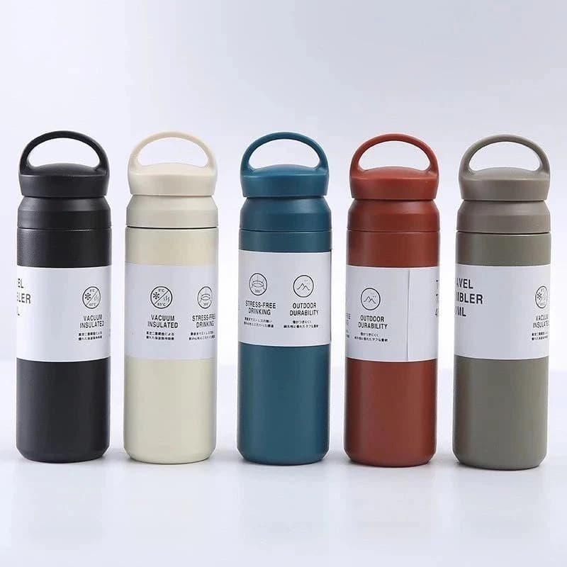 Garrafa Termica Parede Dupla 500ml Com Aça Quente Frio Isolamento Termico Alta Vedação