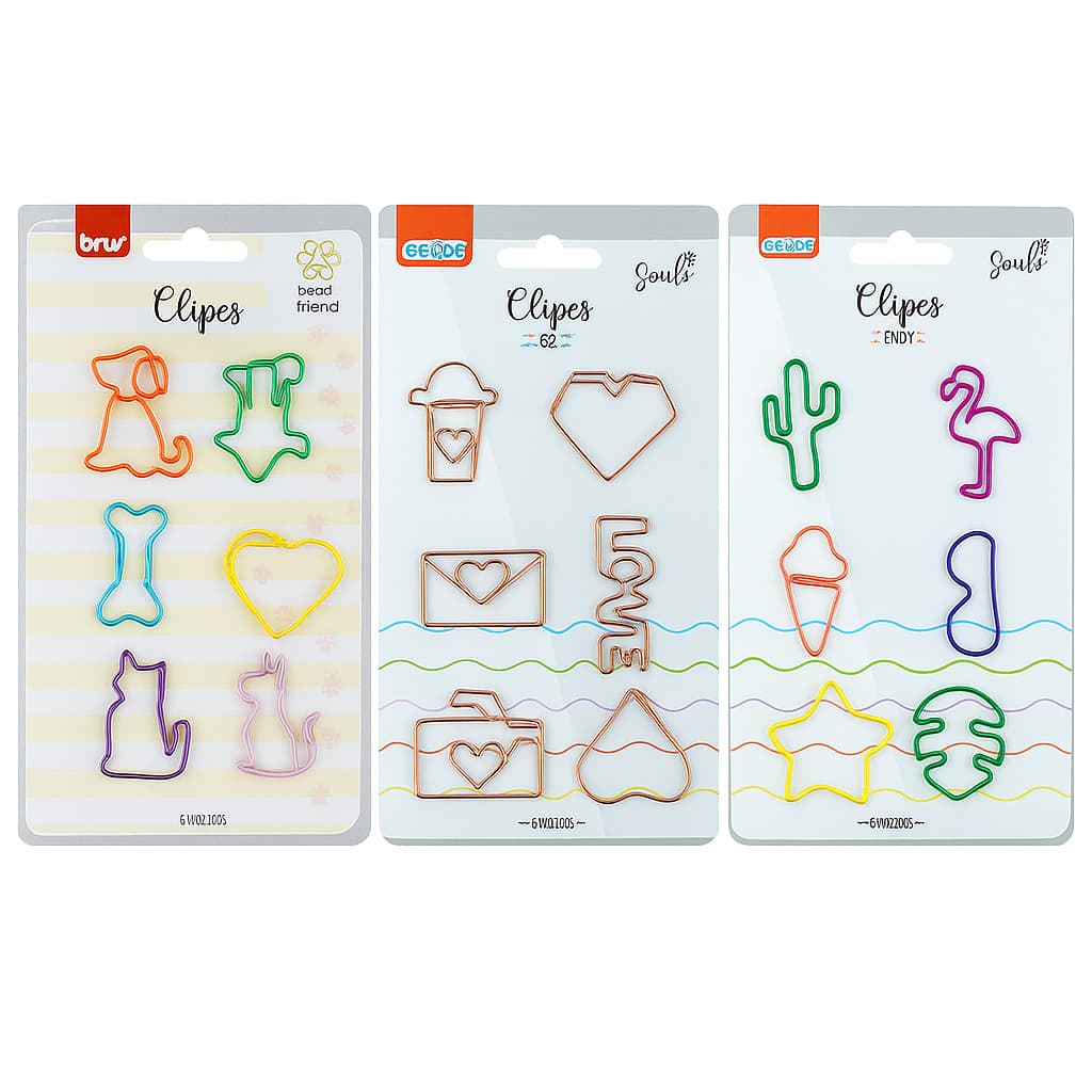 CLIPES PARA PAPEL - FORMATOS  DIVERTIDOS - C/ 6UN