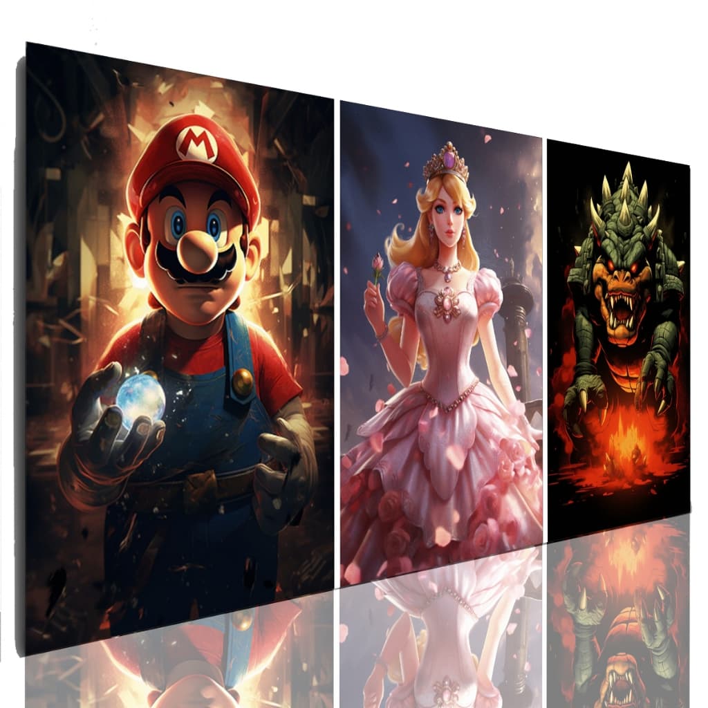 Quadro Decorativo Super Mario Mosaico Sala Grande 120 X 60 Cm
