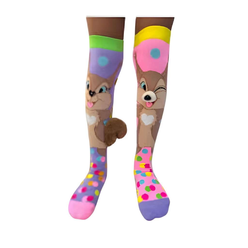 Meia Cano Longo 3d Tridimensional Infantil para Menina de Esquilo