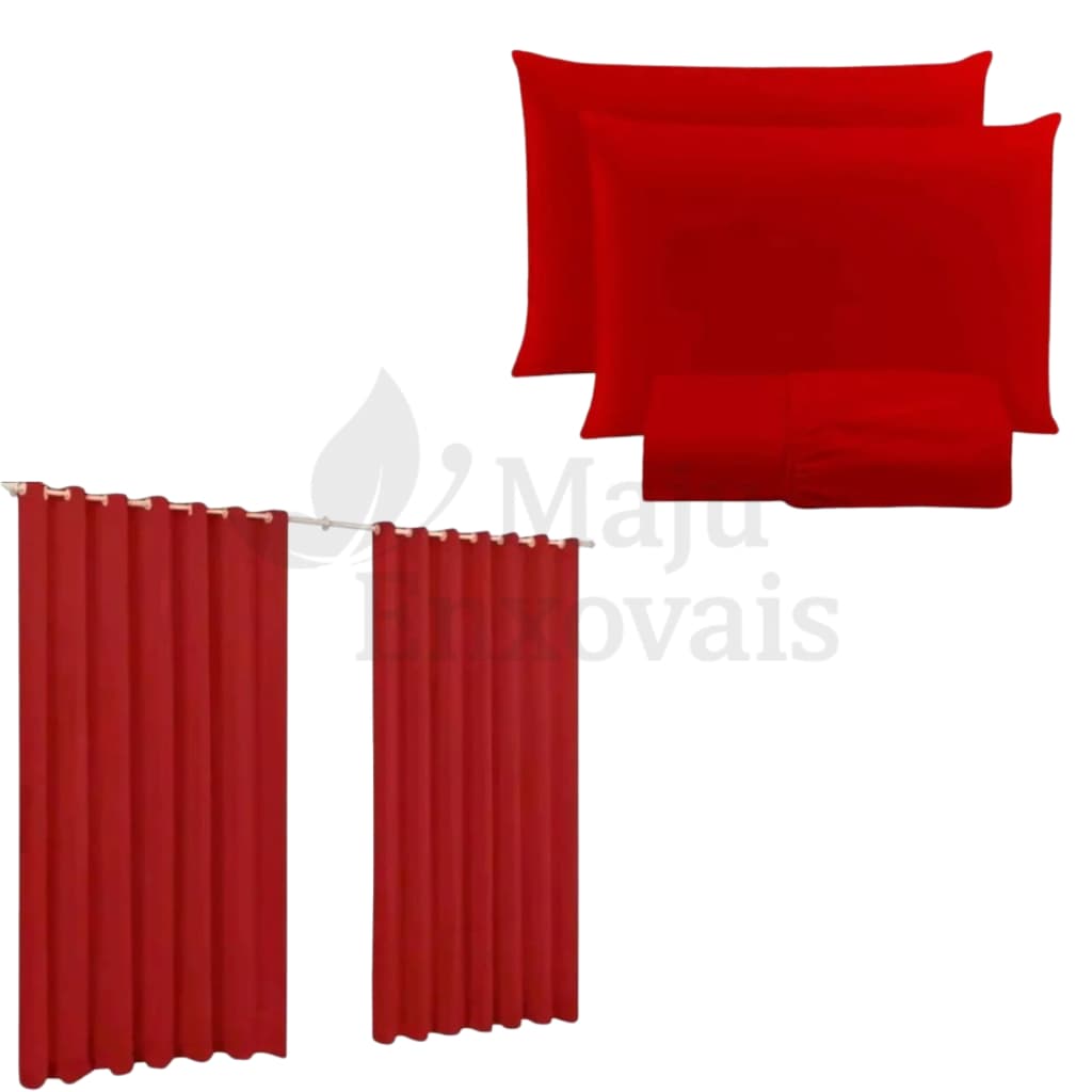 Cortina + kit de cama Queen - MajuEnxovais