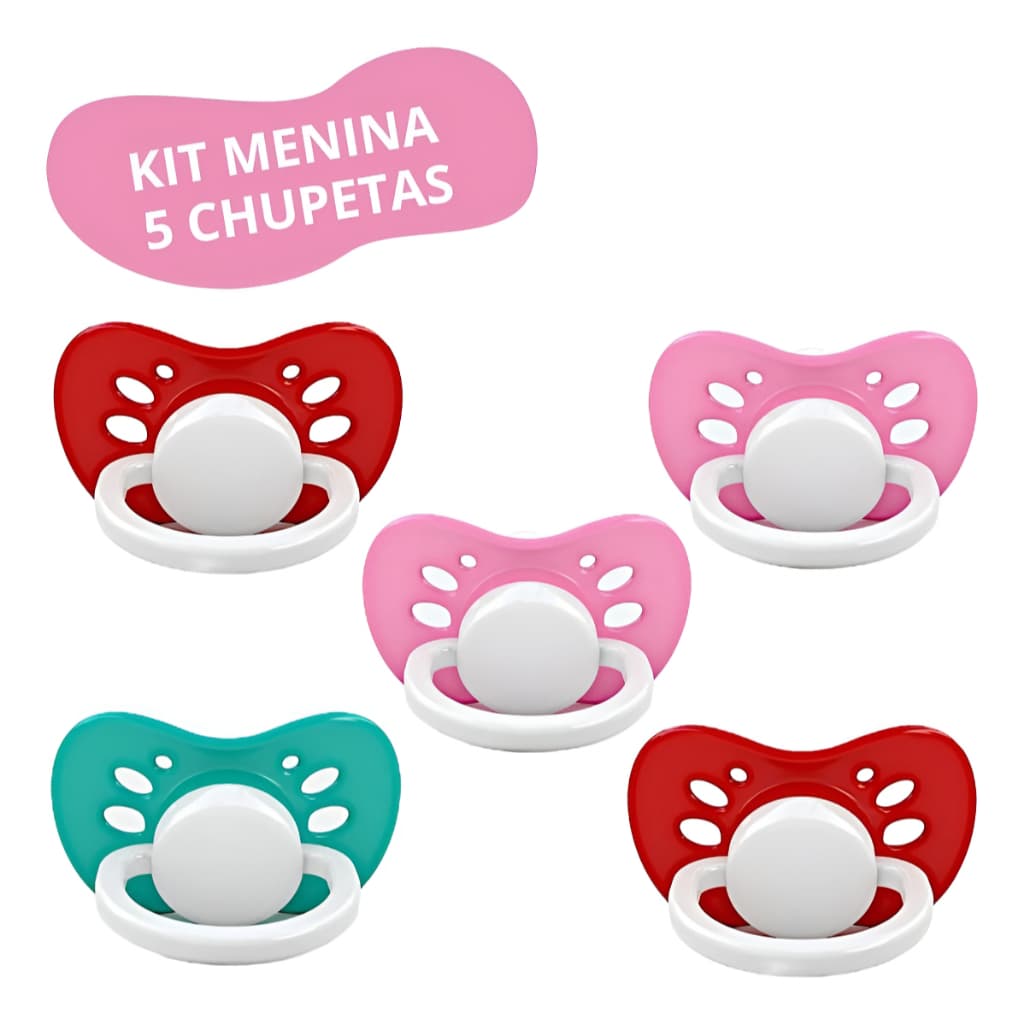 Kit Bebê Menina - Chupeta Ortodôntica Bico Silicone C/5