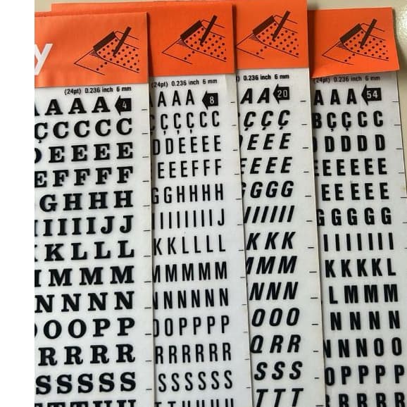 Decadry Letras transferíveis 6mm modelos diferentes 0.236