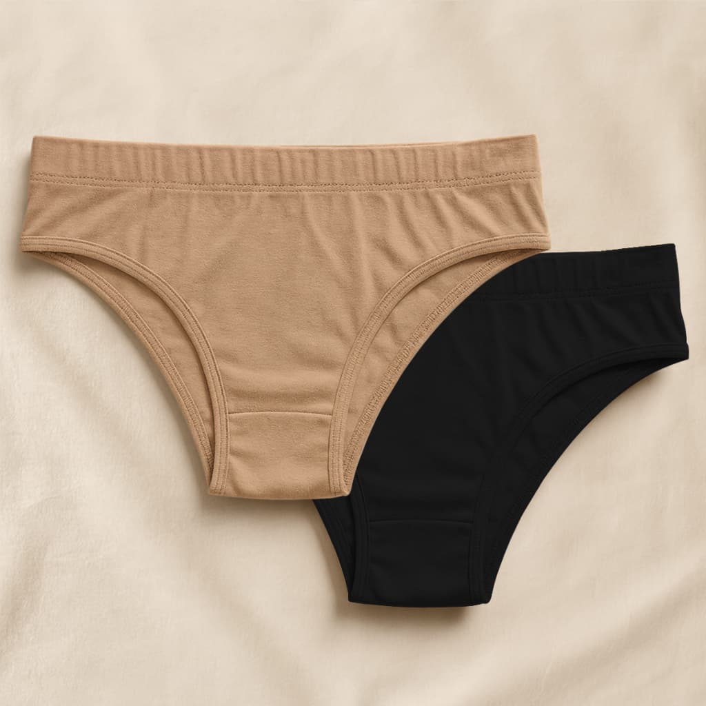 Kit 2 Calcinhas De Algodão com Elástico e Cintura Média – Cotton Premium, Leves e Respiráveis
