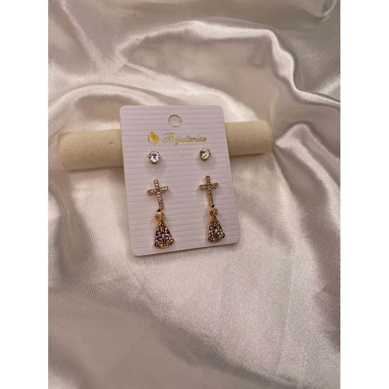 -conjunto de brincos dourado