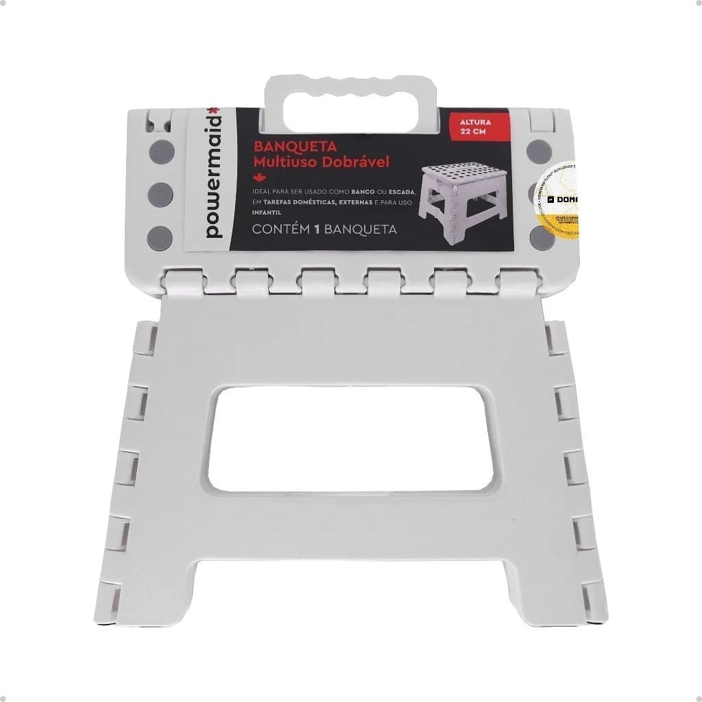 Banqueta Multiuso Dobrável Branca Resistente Powermaid