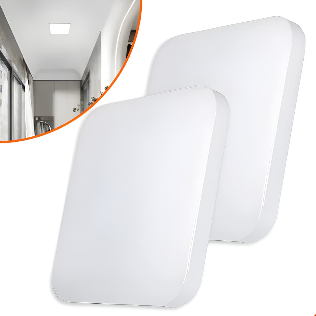 Kit 2 Plafon 18w Borda Infinita Quadrado Sobrepor Embutir Luz Quente Neutra o Fria Iluminação