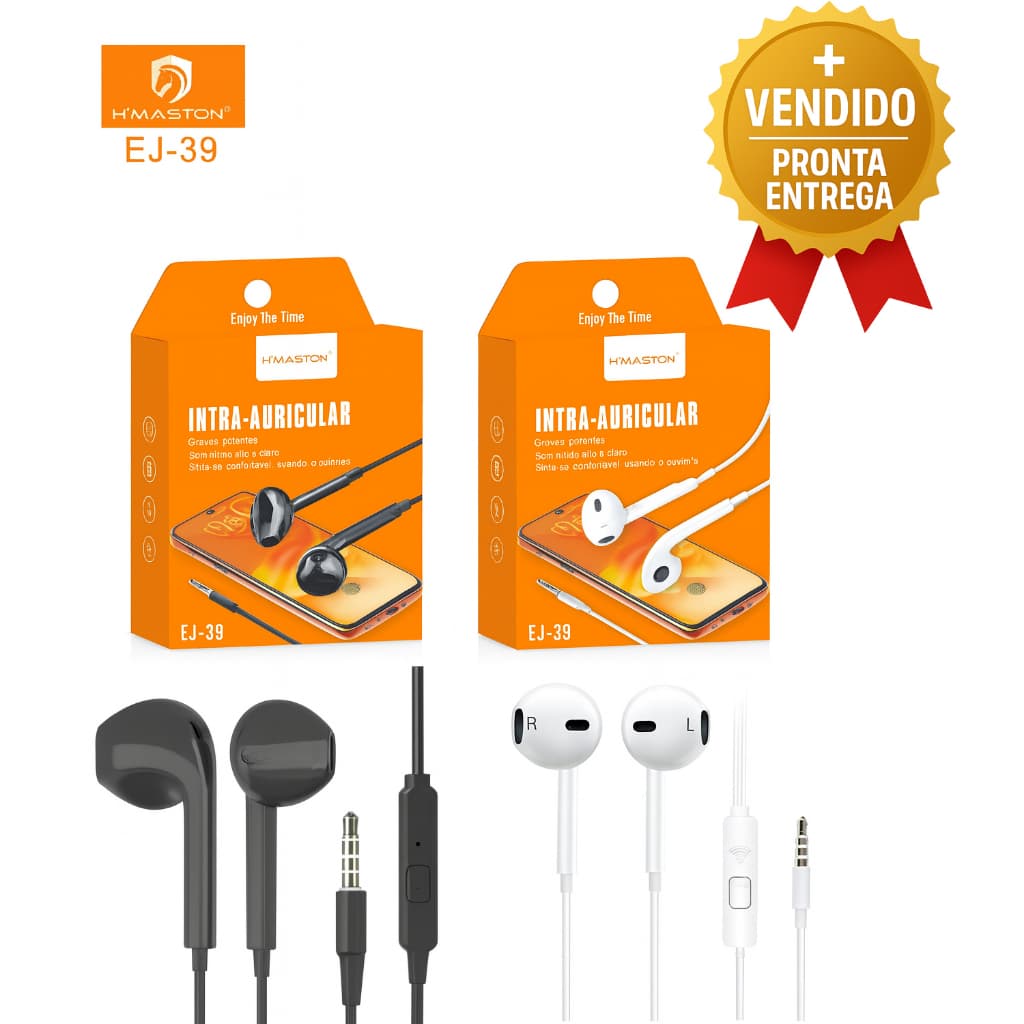 Fone de Ouvido Intra Auricular Com Fio P2 3,5mm Microfone Embutido Ideal Para Celular Notebook e PC
