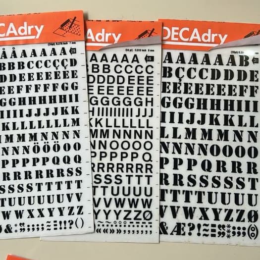 Decadry Letras transferíveis 7mm 8mm 10mm modelos diferentes 0.236