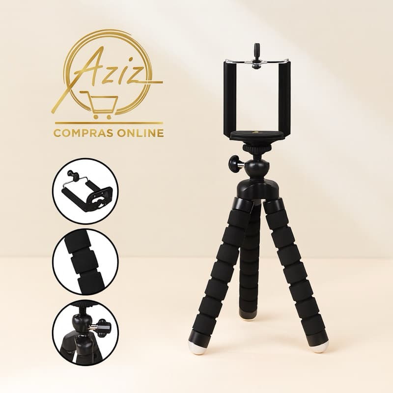 Tripé Flexível 360° de Mesa para Celular – Mini Suporte Portátil