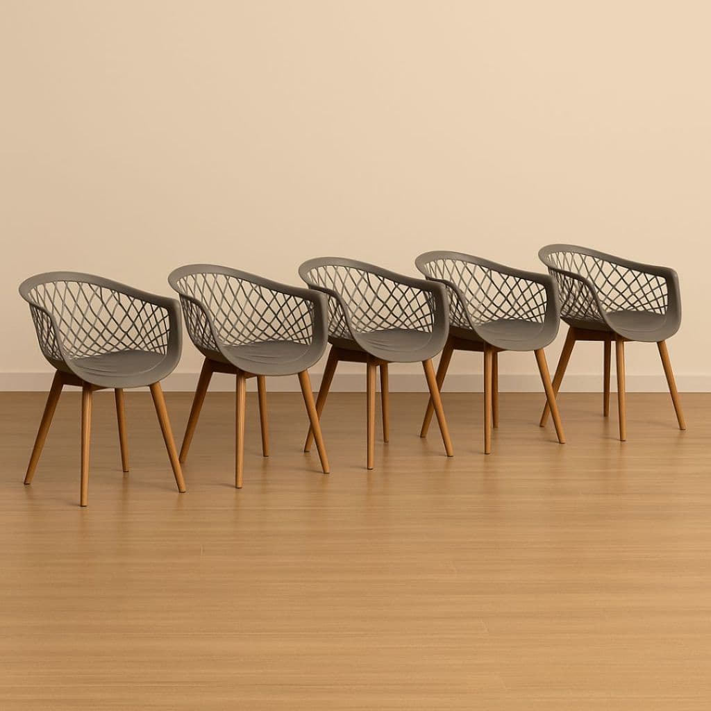 Kit 5 Cadeiras de Jantar Web Estofadas em Madeira Maciça Premium Conforto e Design Diversas Cores