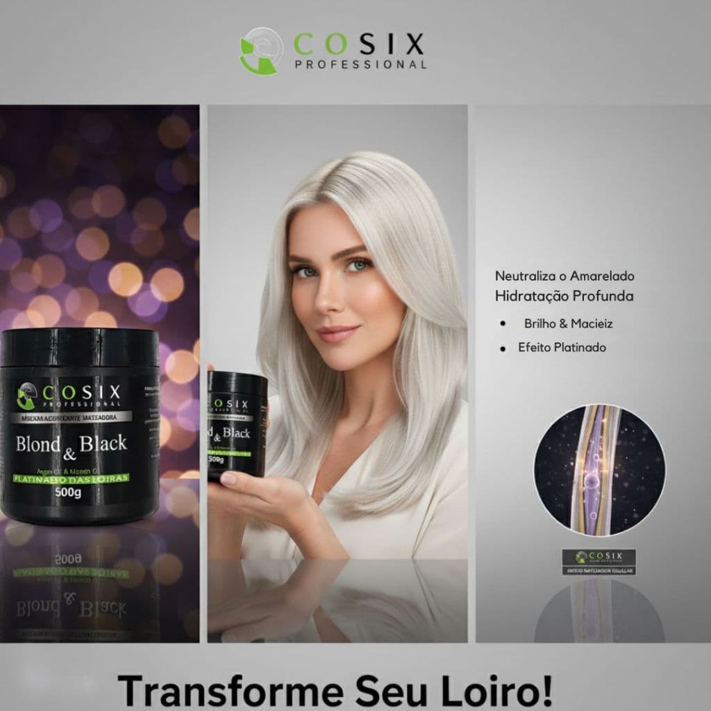 Mascara Matizador Platinado Das Loiras Blond E Black Ecosix 500gr