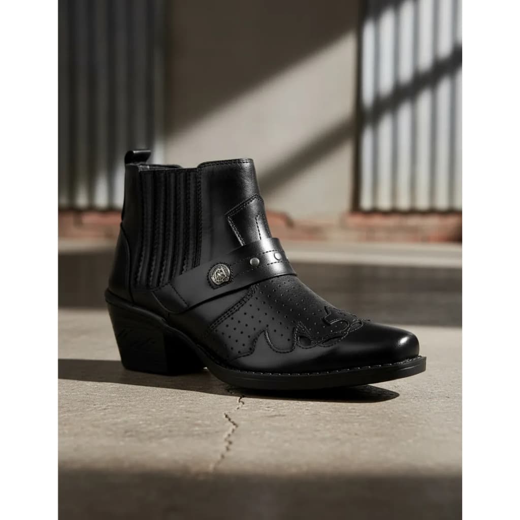 Bota Texana masculina Cano Curto salto bloco em Couro Legitimo confortável Country Peão Boiadeiro