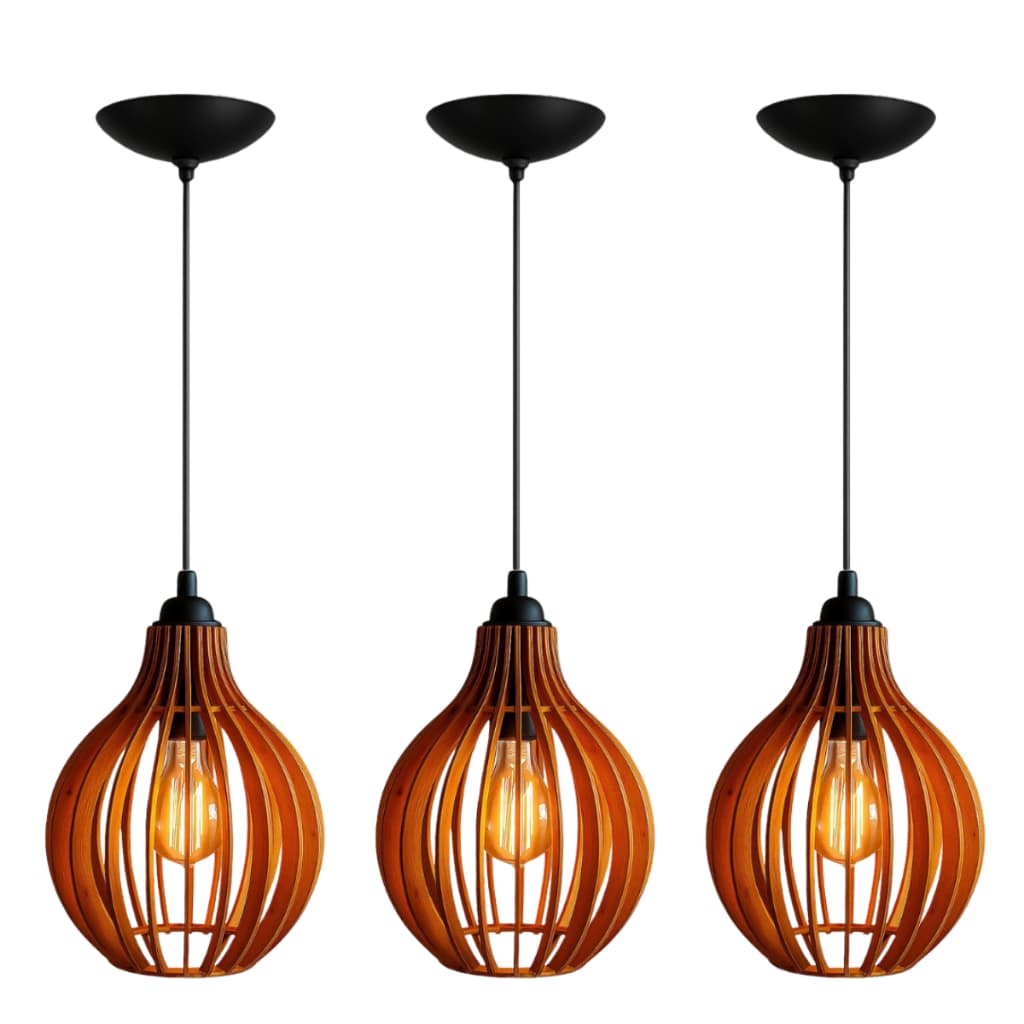 Kit 3 Pendente Luminaria Decorativa Balcão Cozinha Quarto Salão Varanda Cor Marrom - 3Cqm/Sf
