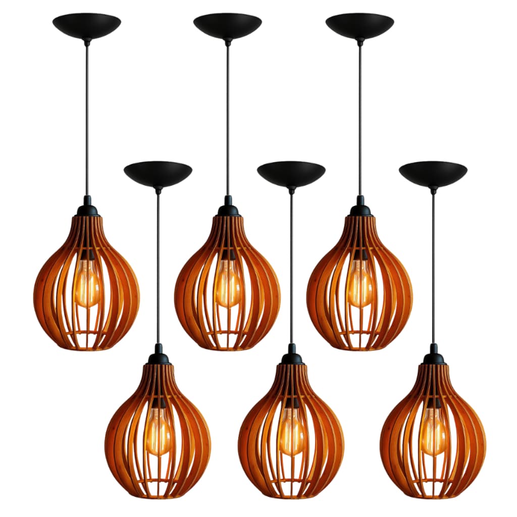 Kit 6 Pendente Luminaria Decorativa Balcão Cozinha Quarto Salão Varanda Cor Marrom - 6Cqm/Sf
