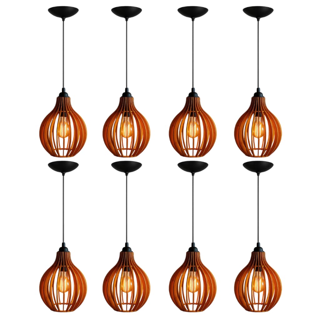 Kit 8 Pendente Luminaria Decorativa Balcão Cozinha Quarto Salão Varanda Cor Marrom - 8Cqm/Sf